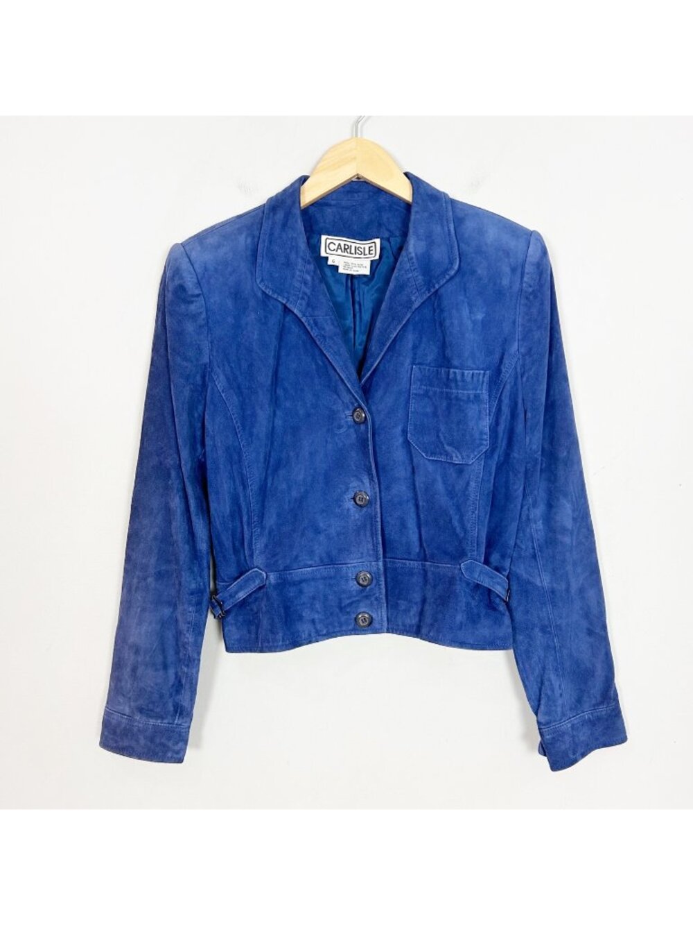 Vintage Carlisle Short Suede Jacket Blue Size 6 Women's